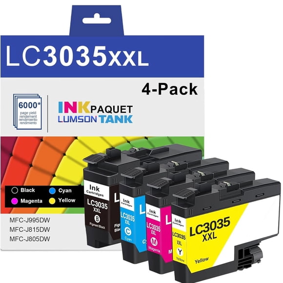LC3035 XXL Ultra High Yield Ink Cartridge Black/Cyan/Magenta/Yellow (4-Pack) - LC3035XXL LC3033 Ink Cartridges Replacement for Brother Ink C
