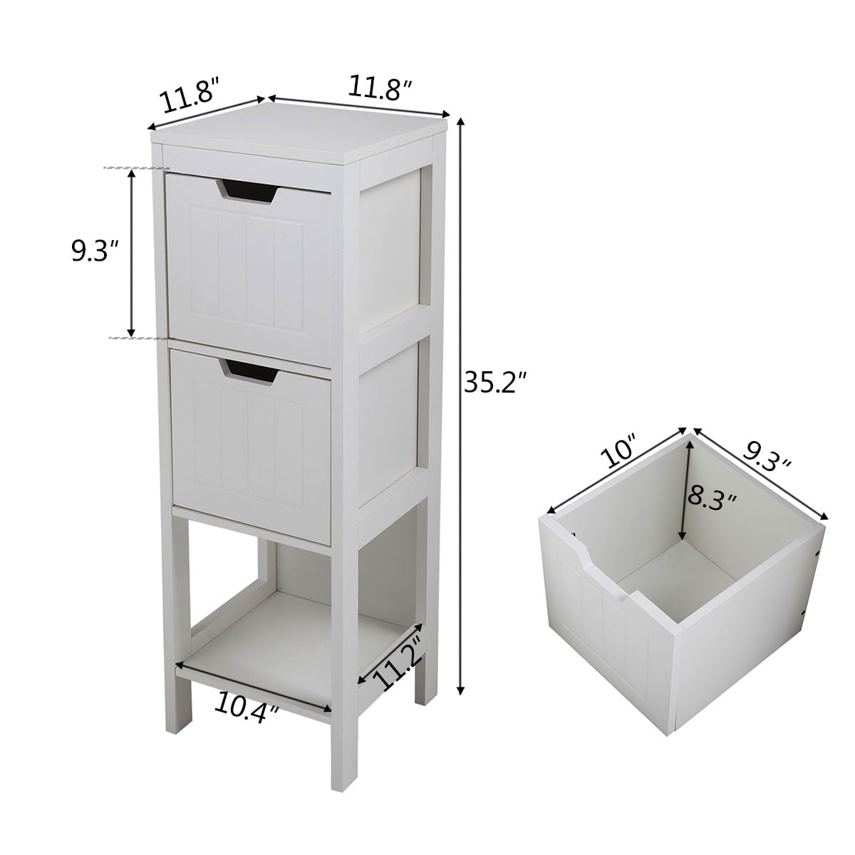 Lowestbest Bathroom Storage Cabinets, Side Storage Organizer Cabinet, Floor Bathroom Cabinets with 2 Drawers, Linen Tower, White Lowestbest Bathroom Storage Cabinets, Side Storage Organizer Cabinet, Floor Bathroom Cabinets with 2 Drawers, Linen Tower, White