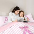 thumbnail image 4 of Manfei Pink Bling Letter A Print Full Size Comforter Sets,Minimalist Geometric Lines Bedding Comforter Set,Pink Reversible,3 Pieces,1 Comforter and 2 Pillowcases, 4 of 7