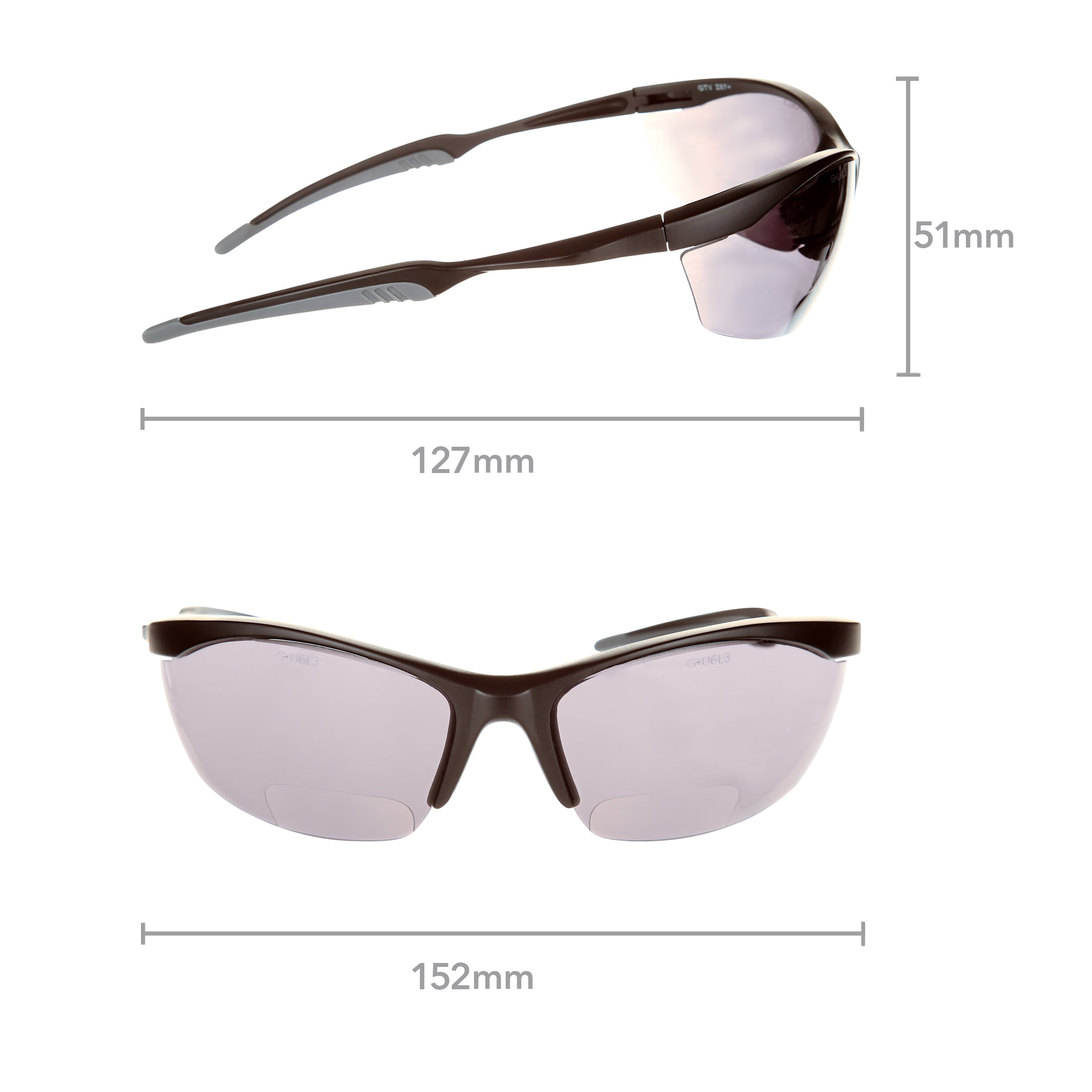 Safety Vu Bifocal Safety Glasses Black Tent +1.50