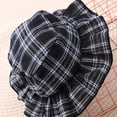 thumbnail image 6 of GaThRRgYP 2-6 Years Toddler Baby Girls Cotton Linen Dress,Medium and Large Children's Short-sleeved Round-neck Fake Two-piece Stitching Plaid Dress with Belt and Hat Black 8 Years, 6 of 9