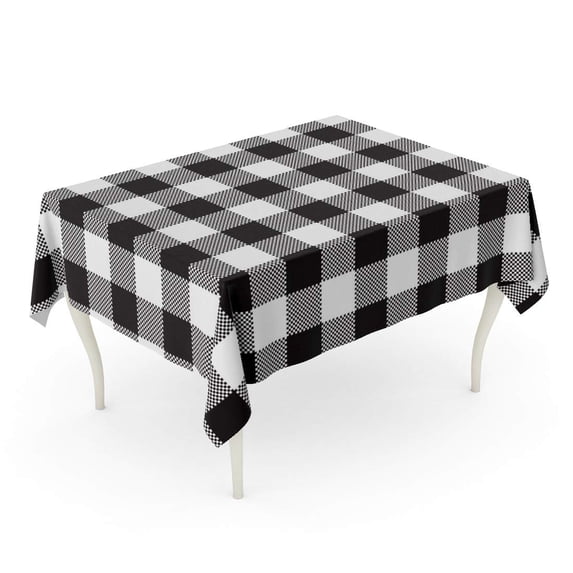 LADDKE Plaid Black White Checkerboard Check Abstract Celtic Checked Checkers Tablecloth Table Desk Cover Home Party Decor 60x104 inch