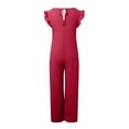 thumbnail image 5 of SRZYMJ Cotton Women's Jumpsuit Stylish Women's Lace Up Front Ruffle Detail Wide Leg Jumpsuit for Everyday Casual Wear Comfortable Flowy Trousers with, 5 of 5