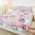 thumbnail image 5 of Castle Fairy Mid Century Floating Square Queen Sheets 4 Pieces,Abstract Hollow Frame Queen Sheet Sets,Pink Gray,1 Flat Sheet, 1 Fitted Sheet and 2 Pillowcases, 5 of 7