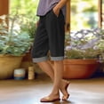 thumbnail image 2 of Womens Cotton Linen Casual Shorts Linen Shorts For Women Summer Shorts Women Womens Athletic Shorts High Waisted Bermuda Shorts For Women Elastic Waist Shorts Women Workout Shorts Women, 2 of 9