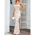 thumbnail image 6 of Women'S Summer Floral Bodycon Maxi Dress Spaghetti Strap Sleeveless Bohemian Maxi Dress White Pink Rose M, 6 of 8