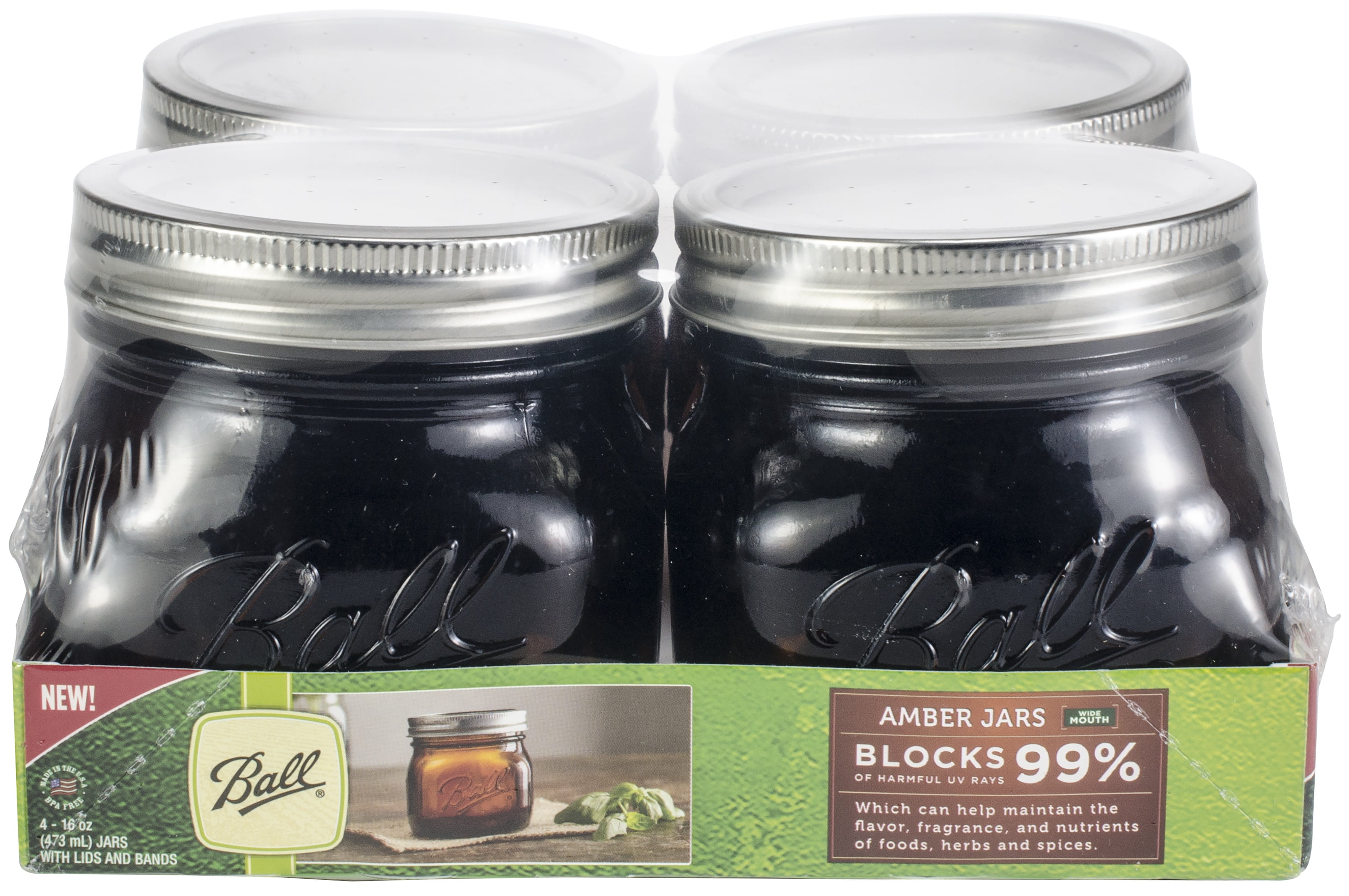 Ball(R) Wide Mouth Canning Jars 4/Pkg-Pint Elite Color ...