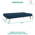 thumbnail image 3 of Madison Modern Futon Sofa Bed - Compact Design for Small Spaces - Convertible Futon with Linen Fabric for Premium Comfort - Ideal Guest Couch - Stylish & Durable, Supports up to 750 lbs. - Navy Blue, 3 of 16