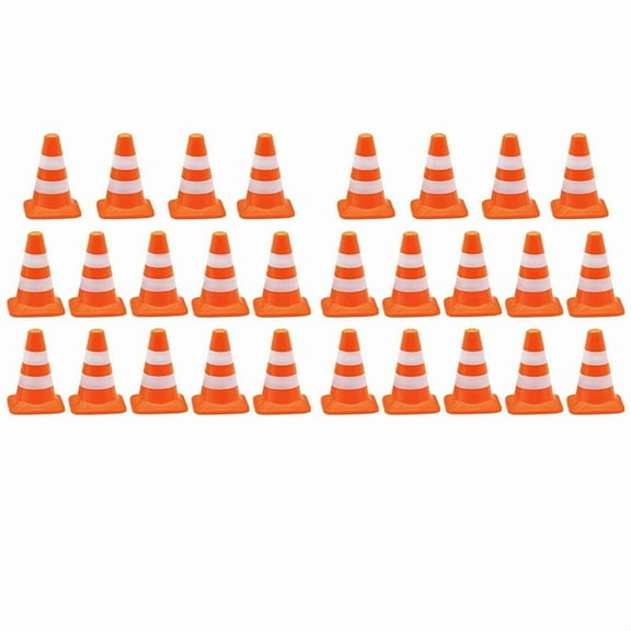 28 Pieces Mini Triangle Cone, Mini Simulation Safety Cone Road Parking Signs Roadblock, Small Signs