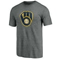 thumbnail image 2 of Men's Heather Gray Milwaukee Brewers Weathered Official Logo Tri-Blend T-Shirt, 2 of 3