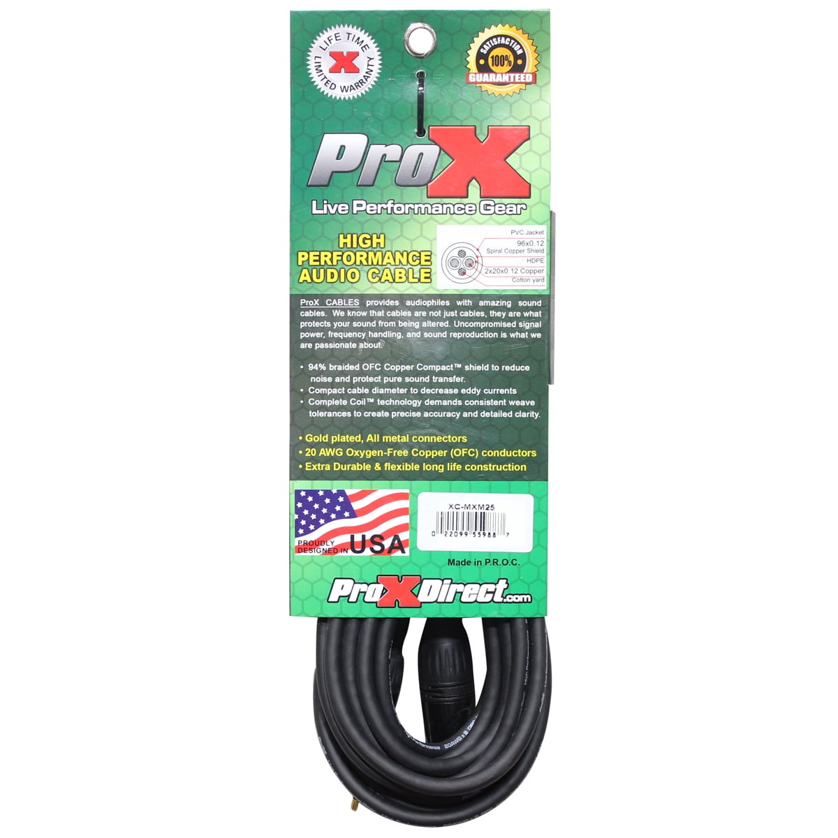 Prox 3.5Mm Trs To Xlr-M Balanced High Performance Audio Cable, 25Ft