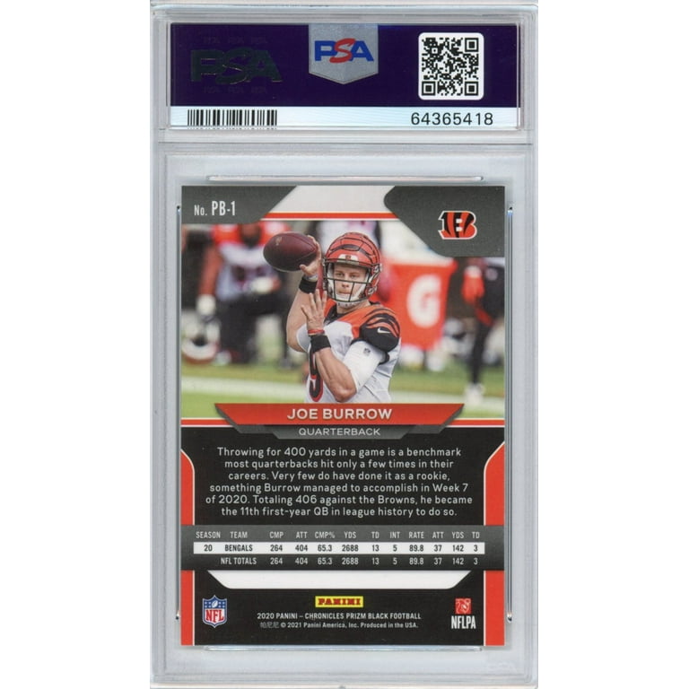 Graded 2020 Panini Chronicles Joe Burrow #PB1 Prizm Black Rookie RC Football  Card PSA 10 Gem Mint - Walmart.com