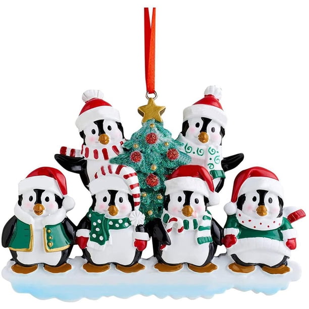 Árbol De Navidad Personalizado Pingüino Familia Adorno Diy Madera Manuscrita Decoración Colgantes Para Regalo De Navidad Speravity HA040828-03