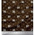 thumbnail image 1 of Soimoi Brown Moss Georgette Fabric Bow & Diamond Geometric Fabric Prints By Yard 42 Inch Wide, 1 of 3