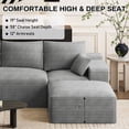 thumbnail image 3 of Wilayok 108" Oversized L-Shaped Sectional Sofa, Fluffy Corduroy Cloud Couch with Ottoman, Plush Memory Foam Boneless Modular Sectional Couch for Living Room Small Space, Light Gray, 3 of 8