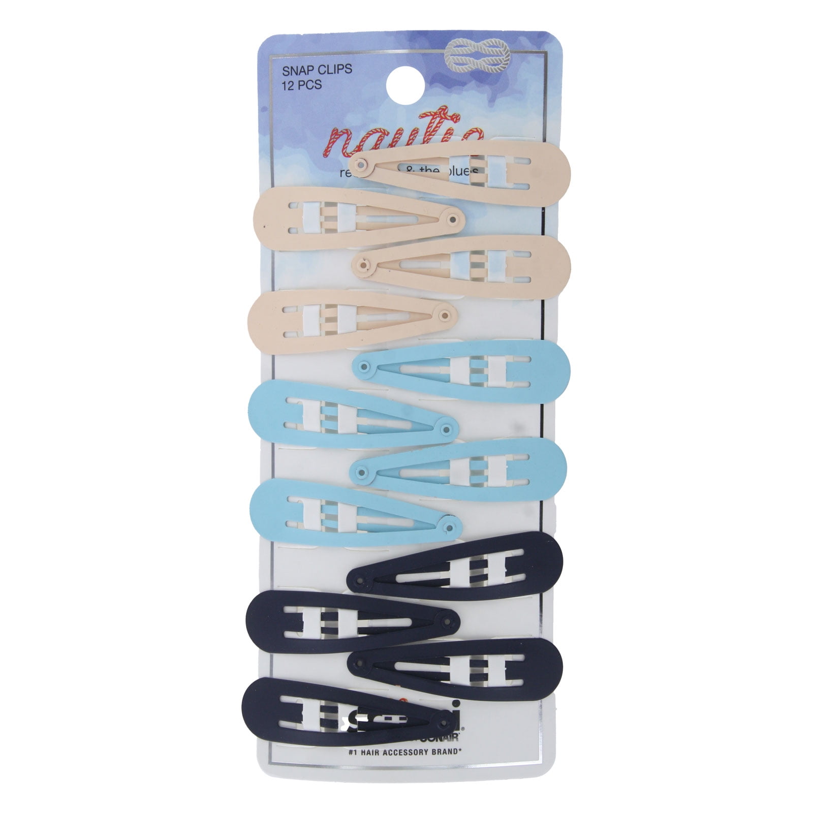(4 pack) Scunci Nautie Hair Snap Clips, Assorted Colors, 12-Pieces