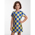 thumbnail image 3 of Kids Trendy Short Sleeve Dress Regular-Fit Crew Neck Everyday Dress for Girls Young Girls Age 5-13 Classic Cut, 3 of 6