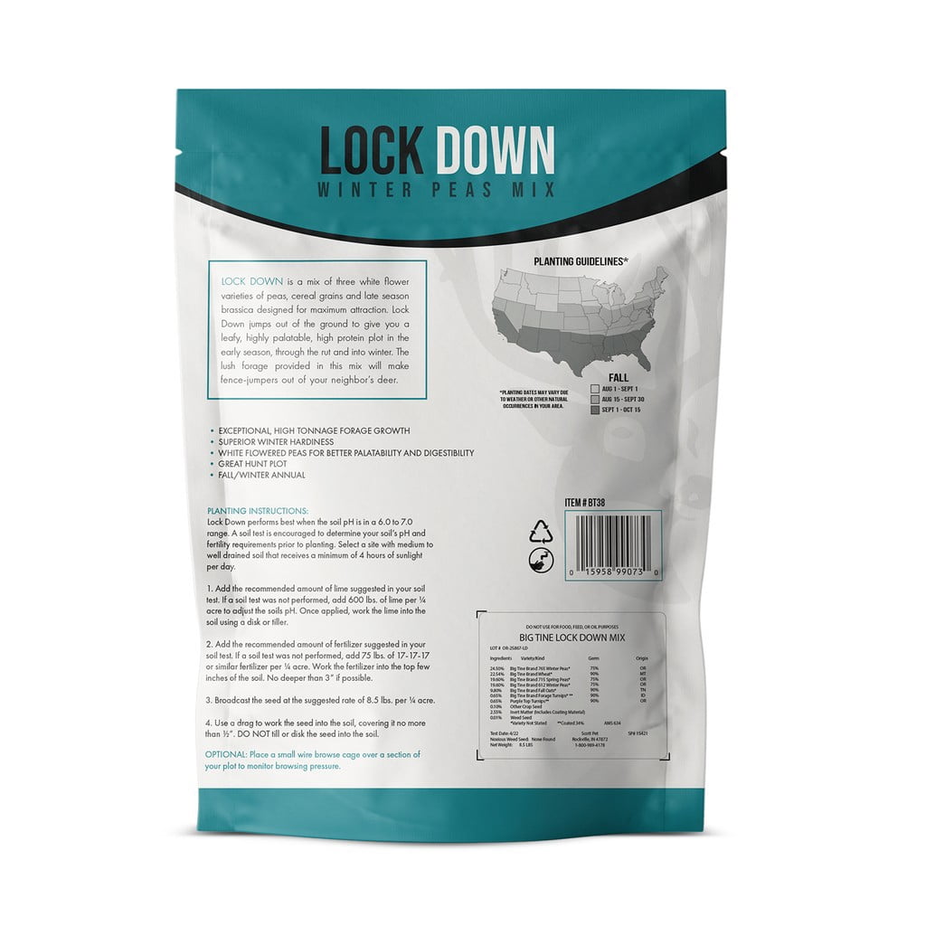 Big Tine Lock-Down Winter Peas Food Plot Seed, Deer Hunting Attractant, 8.5 lb