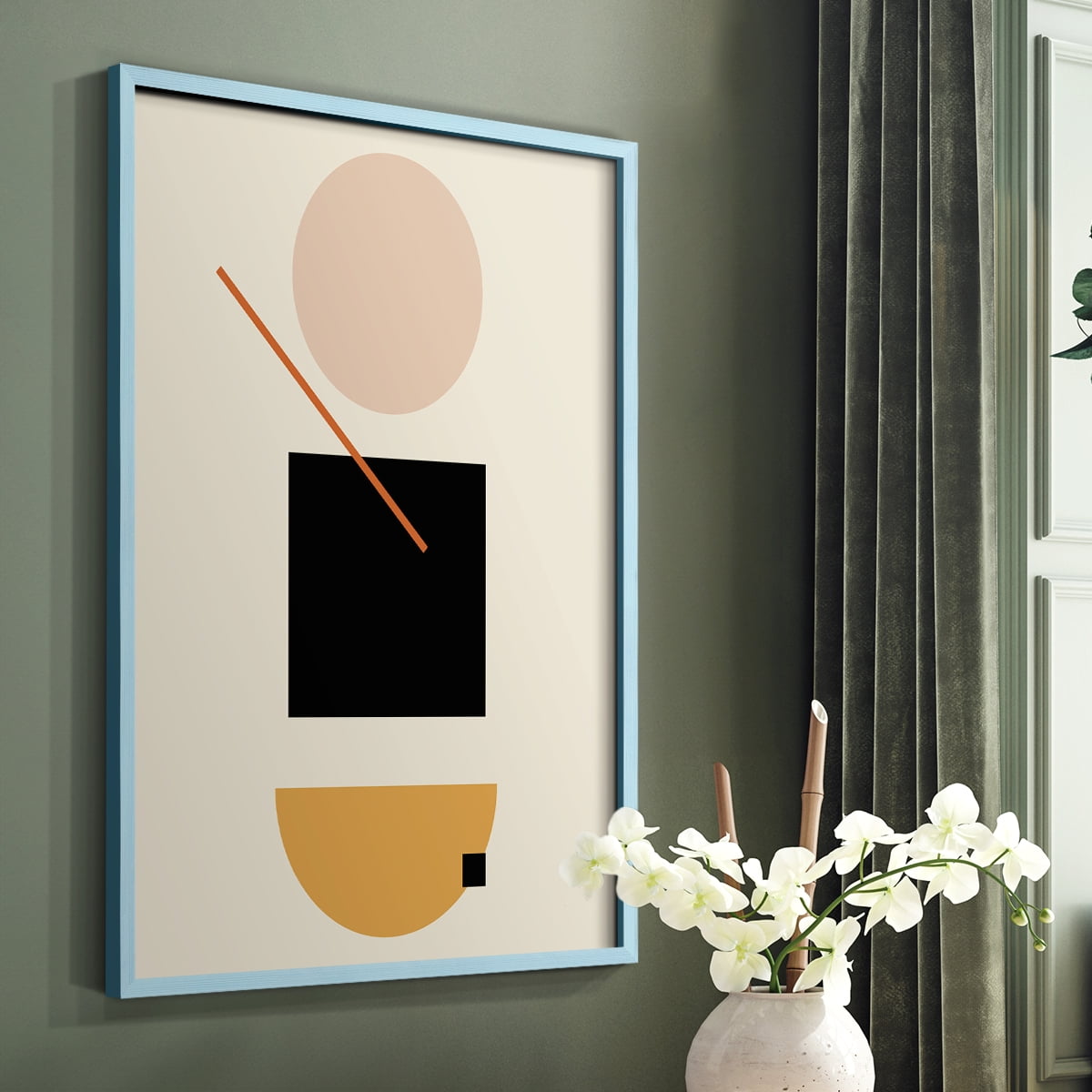 Simple Shape in Blue Solid Wood 11 x 14 Framed Print