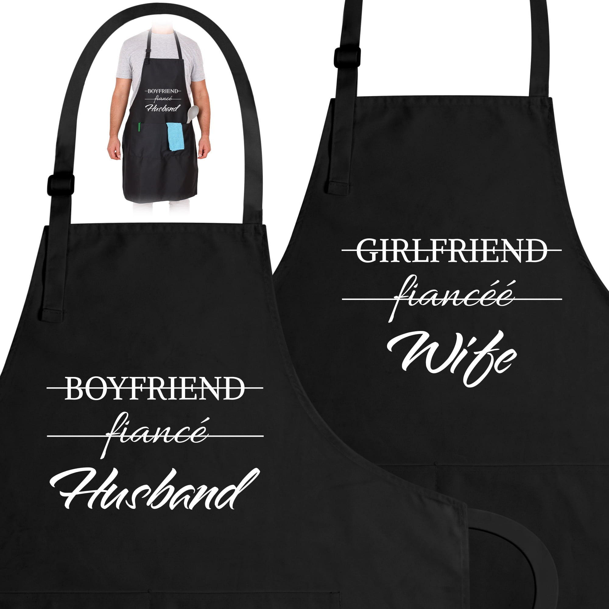 Zulay Kitchen Funny Aprons for Men, Women & Couples Black - Cooking Puns, 2  - Kroger