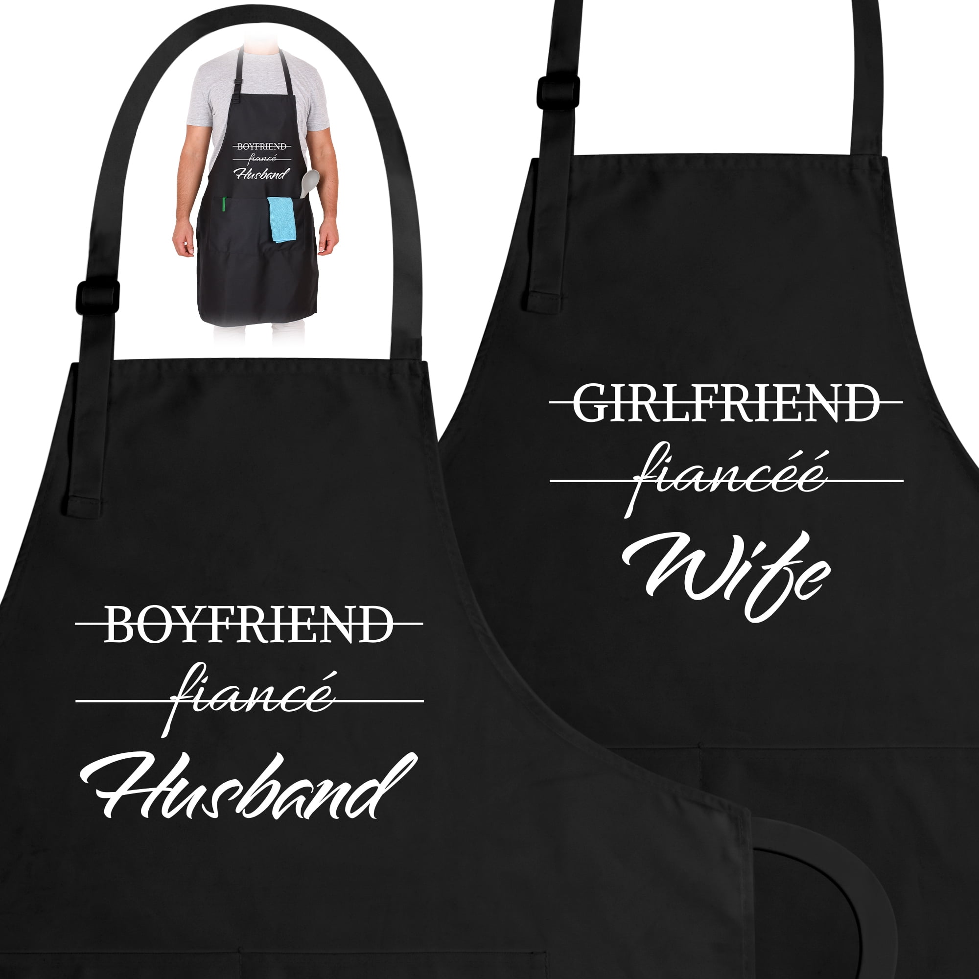 Zulay Kitchen Funny Aprons for Men, Women & Couples Black - Cooking Puns, 2  - Fry's Food Stores