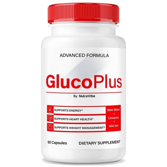GlucoPlus Capsules, Original GlucoPlus Health Formula - Naturally Supports Healthy Circulation, Stable Levels and Energizes the Body, Official Review (60 Capsules)