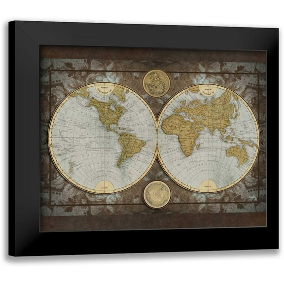 Medley, Elizabeth 14x12 Black Modern Framed Museum Art Print Titled - World Map