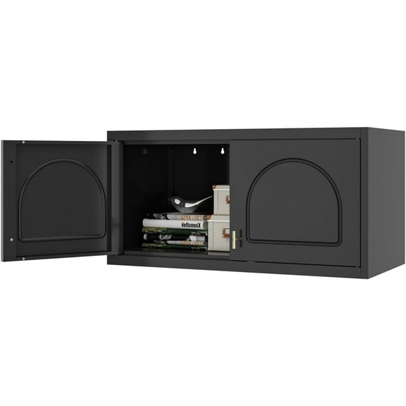 Wall Storage Cabinet,Metal Bathroom Wall Mounted Cabinet,15 Inch Black Armoire Wardrobe Closet Storage Cabinets for Basement,Livingroom Home Office