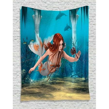 Mermaid Tapestry Lifelike Mermaid Holding A Sea Lily Magic