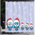 thumbnail image 4 of Ambesonne Christmas Shower Curtain, Fun Birds Santa Hats, 69"Wx84"L, Blue Red, 4 of 5