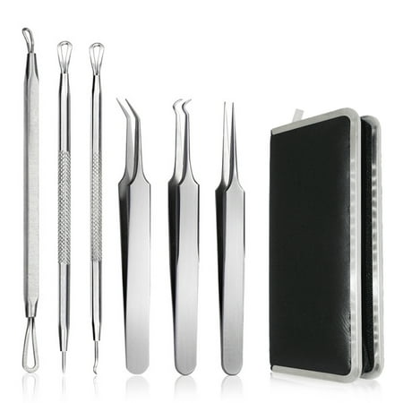 - 6-in-1 Stainless Steel Blackhead Whitehead Pimple Acne Blemish Extractor Remover Tool Set Kit