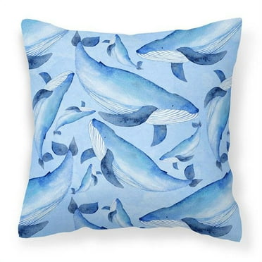 Watercolor Nautical Whales Fabric Decorative Pillow, 14 x 14 in.