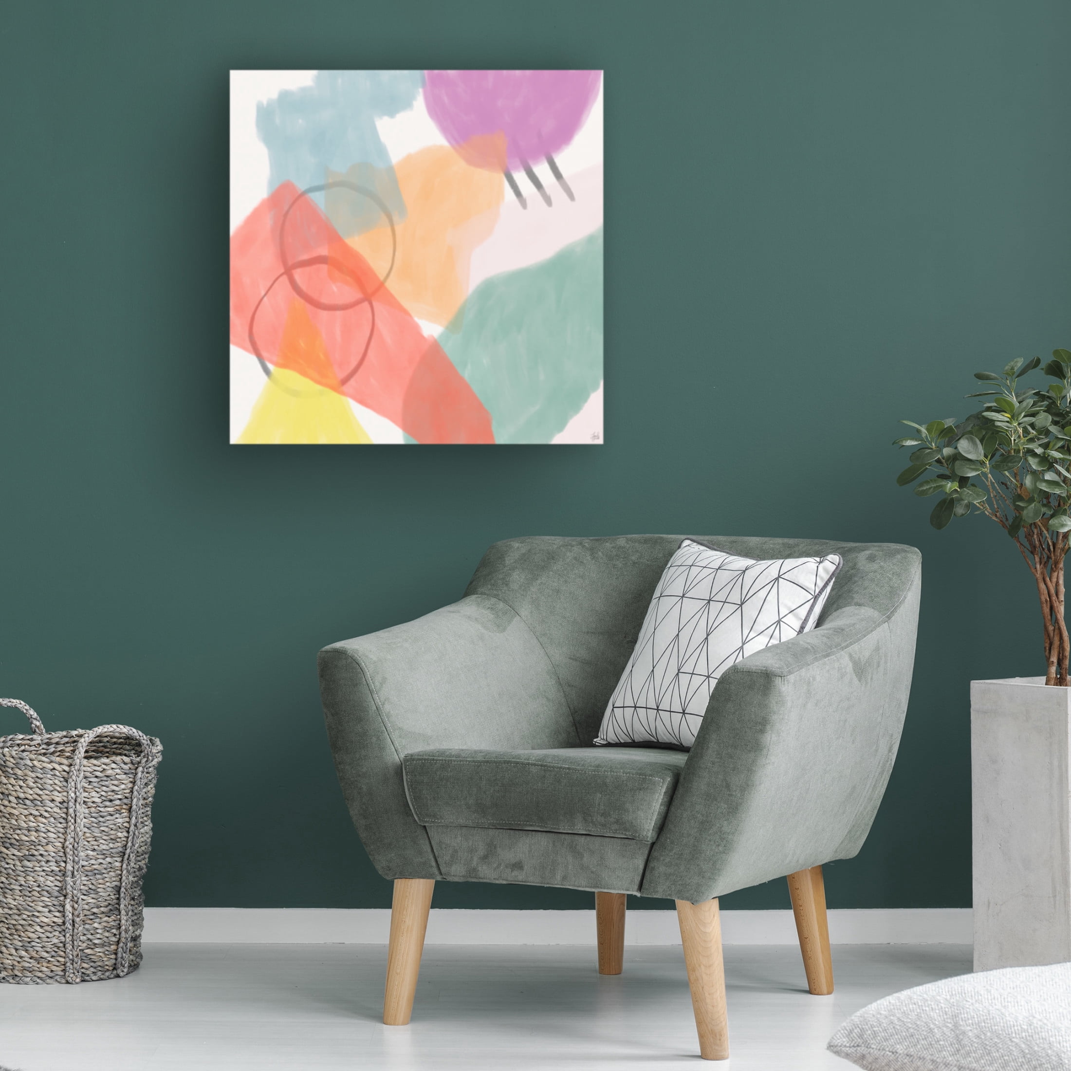 Canvas Wall Art - Line and Brush 'Watercolor Shapes 1' Wall Art for Living Room, Bedroom, or Office Décor by Trademark Fine Art - 35 x 35 Inches