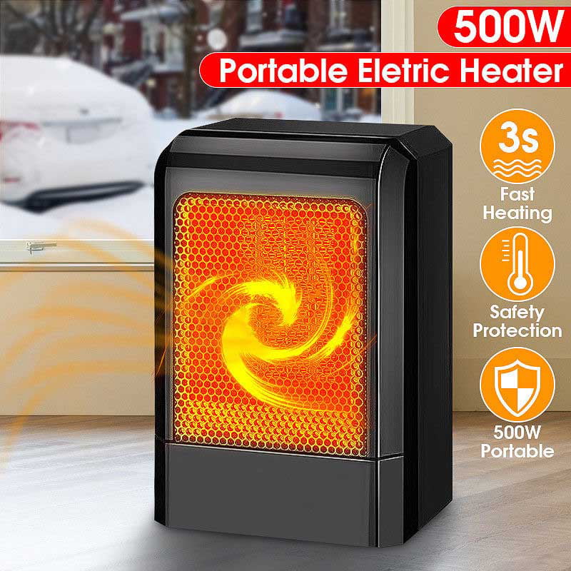 500W MINI Portable Ceramic Heater Electric Cooler Hot Fan Home Winter Warmer 