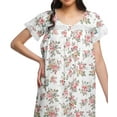 thumbnail image 4 of Moomaya Cotton Poplin Button Down Nightdress For Women Printed Nursing Nightwear, 4 of 5