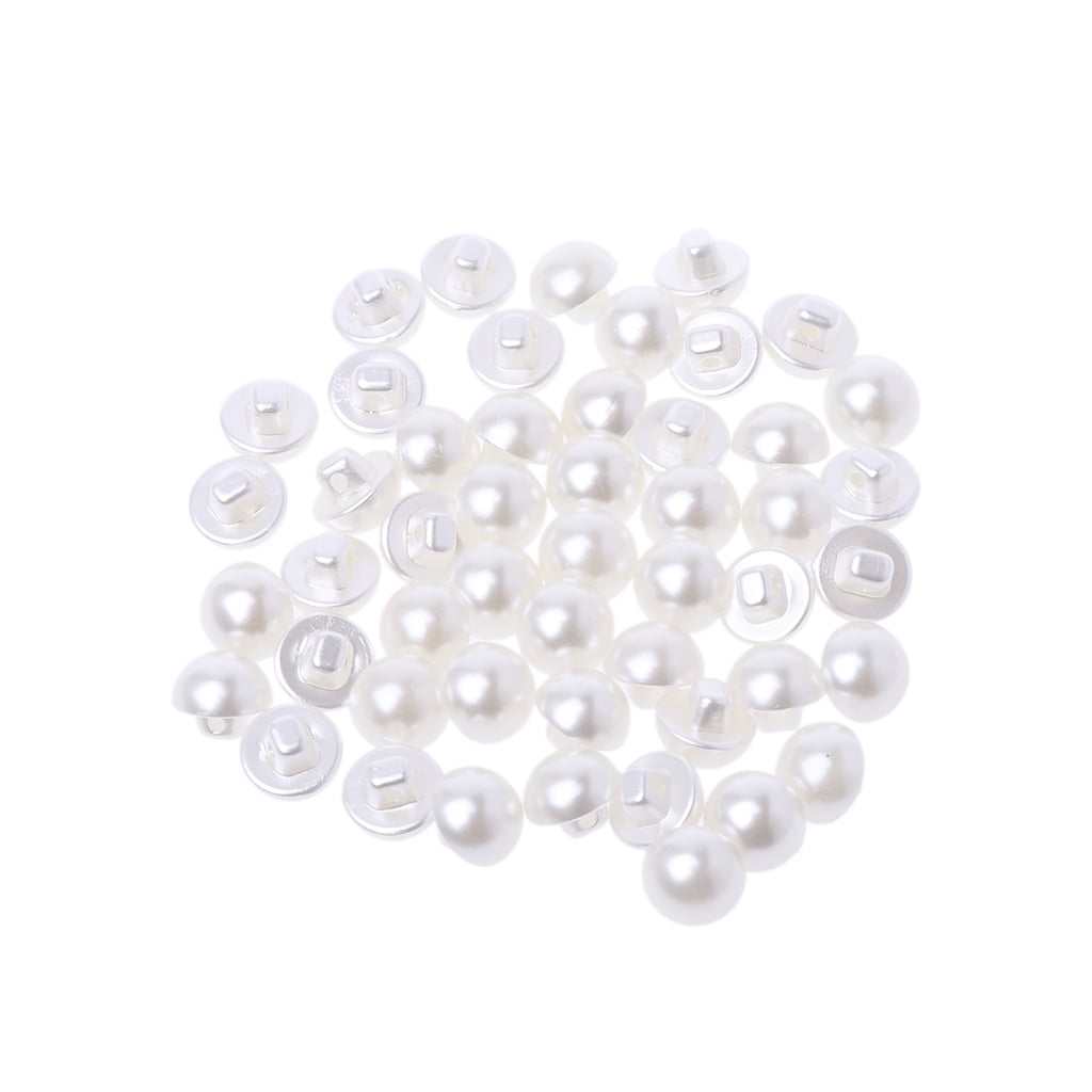 ✪ 50Pcs Faux Pearl Buttons Fit Sewing Scrapbook Backhole Sewing Crafts  10/11.5mm 