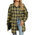 thumbnail image 3 of FDGIU Women's Long Flannel Shacket - Plaid Button Down Shirt Jacket for Casual, 3 of 3