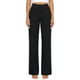 thumbnail image 4 of Aoiroe Women Summer High Waisted Cotton Linen Palazzo Pants Wide Leg Long Lounge Pant Trousers with Pocket Black L, 4 of 8