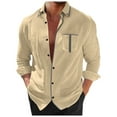 thumbnail image 1 of Chemise à Manches Longues pour Hommes Patchwork Col Décontracté Cardigan de Vacances pour Automne Hiver Superposition, 1 of 4