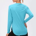 thumbnail image 6 of MaFYtyTPR Fashion Women Long Sleeve Comfortable Breathable Round--Neck Shirt Tops New Edition Top Shirt Blue L, 6 of 8