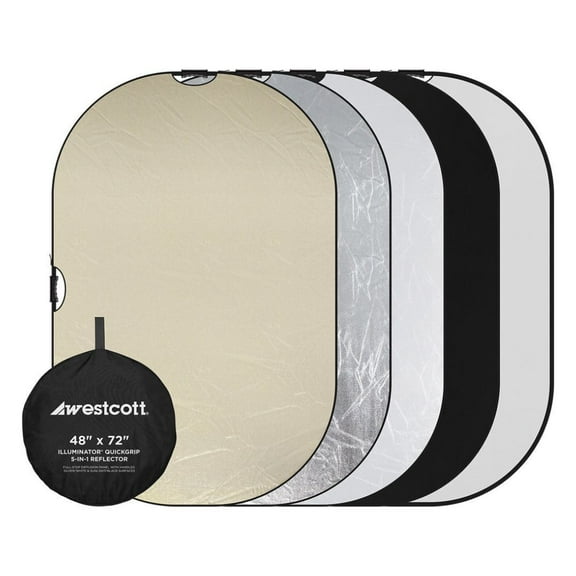 Westcott Illuminator 48x72-Inch 5-In-1 Reflector with QuickGrip Handles and Durable Steel Frame for Versatile Light Control
