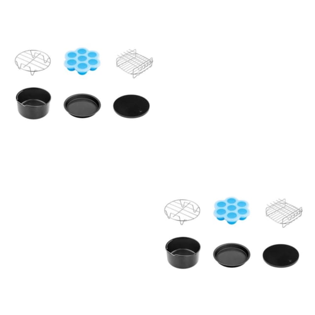 Matsuzay Accesorios multifuncionales para freidora de aire de acero inoxidable - Herramienta básica de 6 piezas Pizza resistente al calor 7 pulgadas 2Conjunto