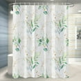 thumbnail image 5 of Dznils White Fabric Shower Curtain, Watercolor Green Eucalyptus Floral Pattern with Hooks, 72" x 72", 5 of 13