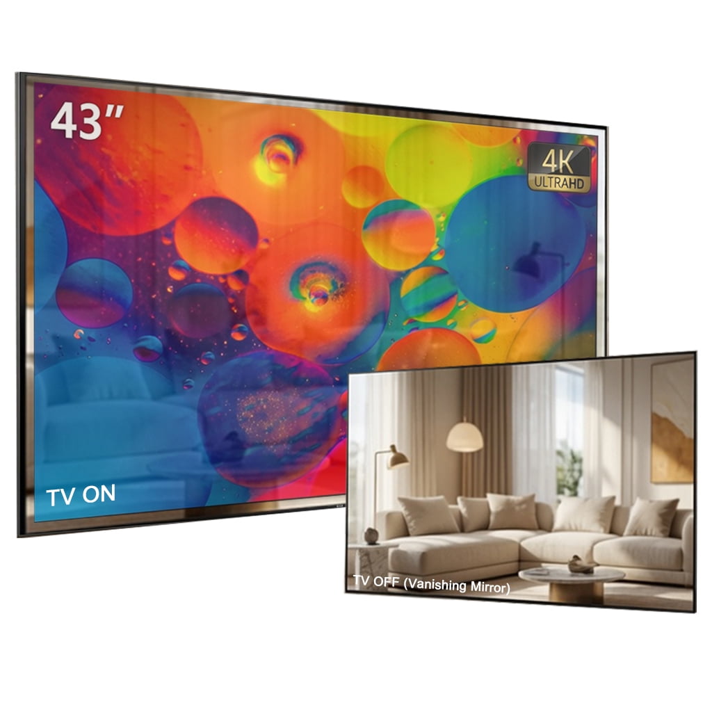 Soulaca 43-Inch 4K UHD Smart Mirror TV, IP65 Waterproof Bathroom Television with webOS, Built-in Alexa, WiFi, Bluetooth & ATSC Digital Tuner