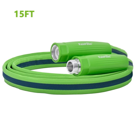 RainPoint 15FT Lightweight Garden Hose, TPE Inner Tube, 800D Oxford Fabric, Anti-Kink Flexible Water Hose, 450PSI Burst Pressure, 3/4" Fittings, Weather Resistant