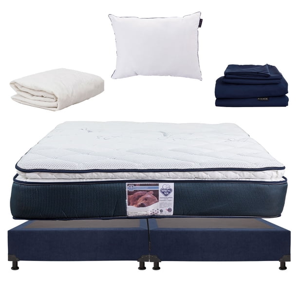 Colchón King Size + Box Bless + Almohada One + Sábanas Softy + Protector de Colchón Spring Air Dicasa Monaco