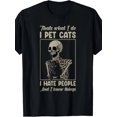 thumbnail image 2 of 220g Skeleton Cat Kitten Lover Grumpy Skull Kitty Pet Owner T-Shirt, 2 of 6