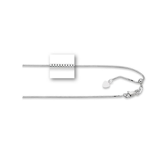 Central Diamond Center Sterling Silver 22" Adjustable Box Chain-Made in Italy- 0.8mm-Platinum Plated