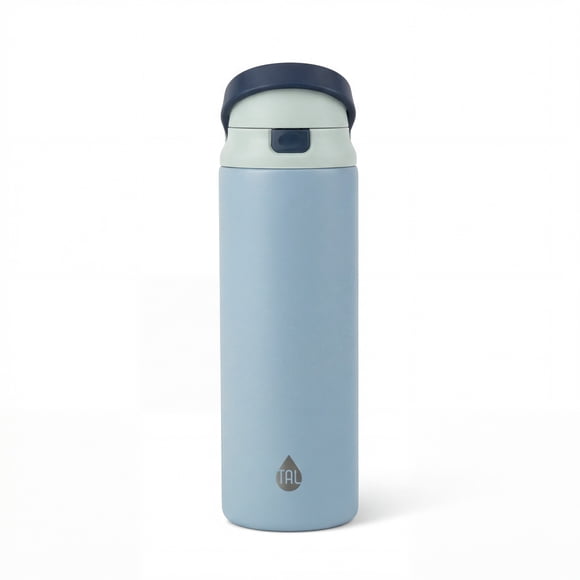 TAL Stainless Steel 2-in-1 Straw and Chug Water Bottle with Push Lid 24 fl oz, Light Blue