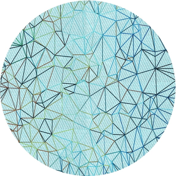 Ahgly Company Machine Washable Indoor Square Transitional Electric Blue Area Rugs, 3' Square